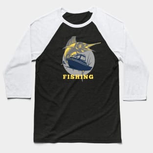 marlin fishing and boat yellow Baseball T-Shirt